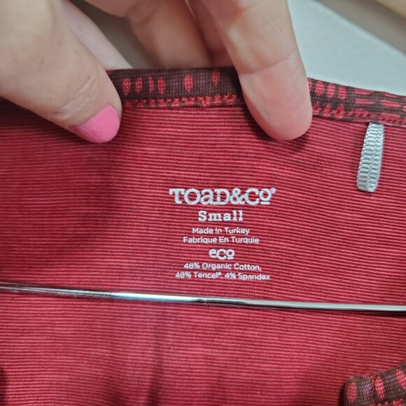 TOAD & AND CO Tamaya Tunic Top Shirt Organic Cotton Roll Tab Red Women's Small - Picture 10 of 12